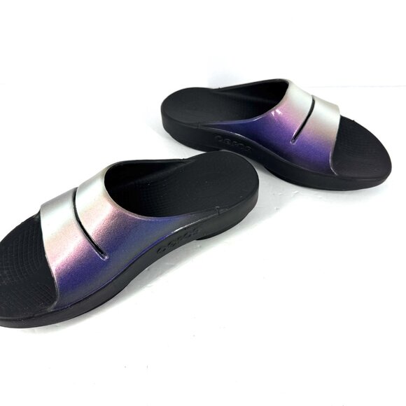 OOFOS Women’s 8 Purple Gradient Recovery Slide Sandals OOfoam Comfort - Picture 6 of 10